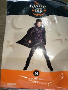 BOYS NEW NIP VAMPIRE HALLOWEEN CAPE AND TOP size medium BLACK PURPLE pretend pla - Picture 1 of 1