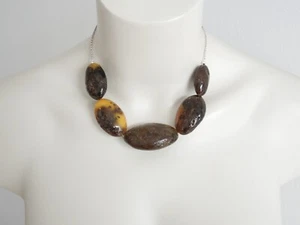 Collana argento 925 ambra naturale ambra palude olive 51,7 g/45 cm - Foto 1 di 11