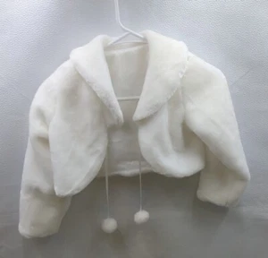 Girls White Coat Faux Fur Size Large Size 12 Cropped Jacket - Picture 1 of 4
