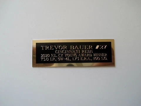 Trevor Bauer Reds 2020 Cy Young Award Baseball Card Plaque Nameplate 1" X 3" Cover