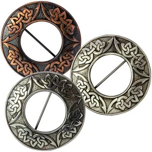 Plaid Brooch Fly Scottish Pewter Celtic Knot Design 3 Styles Made in UK - Picture 1 of 13