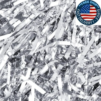 100 gramos de papel de relleno de plástico PP plateado brillante para regalo Foto 1 de 4