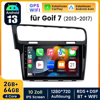 10" Autoradio DAB+ Für VW GOLF 7 POLO Passat Touran Android 13 GPS NAVI DAB+ 64G - Bild 1 von 4
