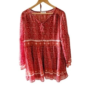 Indigo Soul Bohemian Hippie Festival Baby Doll Dress Tunic XL Burnt Orange - Picture 1 of 6
