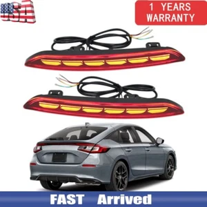 Luz trasera reflectora de parachoques LED roja freno para Honda Civic Hatchback 2022-24 - Imagen 1 de 8