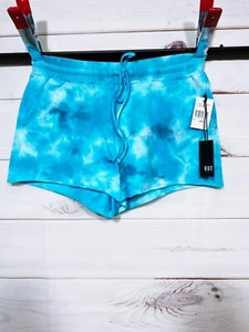 Kut From The Kloth Womens Shorts Size L Blue & White Elastic Waist Pockets - Picture 1 of 8