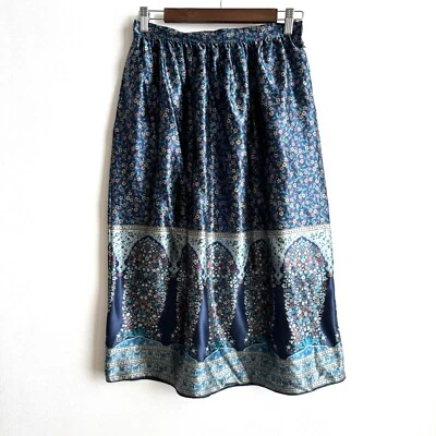 Falda Vintage Marina Ferrari Italia Saks Firth Avenue 100% Seda Azul Floral Pequeña Foto 1 de 4