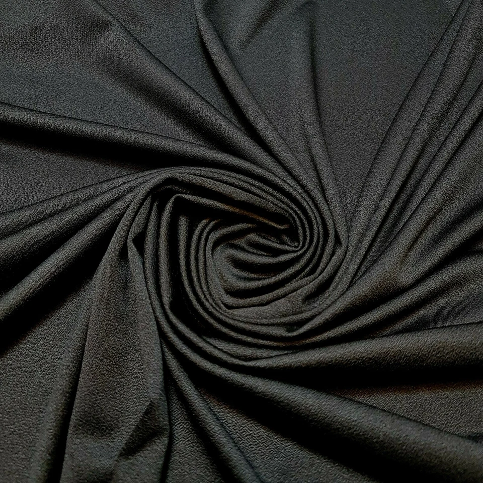 Black ITY Crepe Fabric Stretch Dress Craft Drape Costume Material 58" Meter - Image 1 of 1