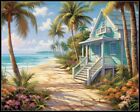 Palm Trees Cottage - Chart Counted Cross Stitch Patterns Needlework DMC Color