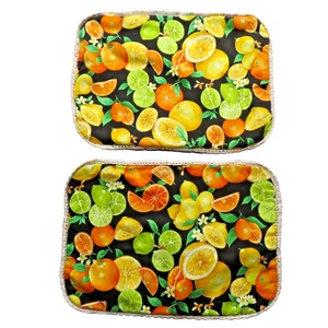 DE COLECCIÓN 2 PIEZAS MANTELES RECTANGULARES CON RIBETE DE GANCHILLO ESTAMPADO CÍTRICO - Imagen 1 de 9
