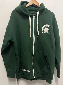 E5 Men's XL Michigan State Sweatshirt Green Full Zip Cotton Mix Hoodie Top NCAA - Picture 1 of 18