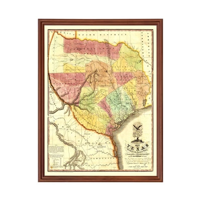 Old Map of Texas 1837 - Vintage Texas Art - Image 1 of 4