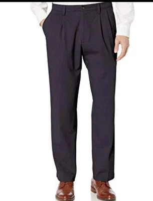 Pantalones Dockers Para Hombres Caqui Fácil Para Hombres 46X29 Grande Alto Negro Calce Clásico Plisado NUEVO Foto 1 de 4