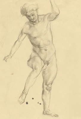 Male Nude Life Study Graphite Drawing 1930s John Frye Bourne Original - Image 1 of 3