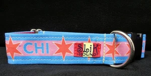 SLIK HOUND Pink Chicago Flag Dog Collar (NEW) - Picture 1 of 3