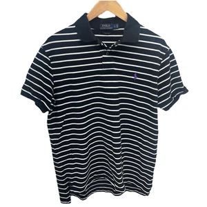 Polo Ralph Lauren Herren Large Stretch Mesh schwarz weiß Streifen Golf Anzughemd - Bild 1 von 13