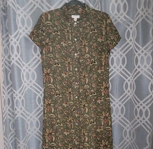 Charter Club Dress Sz 12 Green Floral Cottagecore Forest Fairy Midi Pleated EUC  - Picture 1 of 6