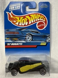 Hot Wheels Black '37 Bugatti Blue Collector Card #1098 Die Cast 1:64 - Picture 1 of 4