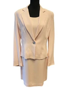 Abito blazer 100% seta set tubino rosa splendido completo anni 80 tg 8 vintage classico - Foto 1 di 15