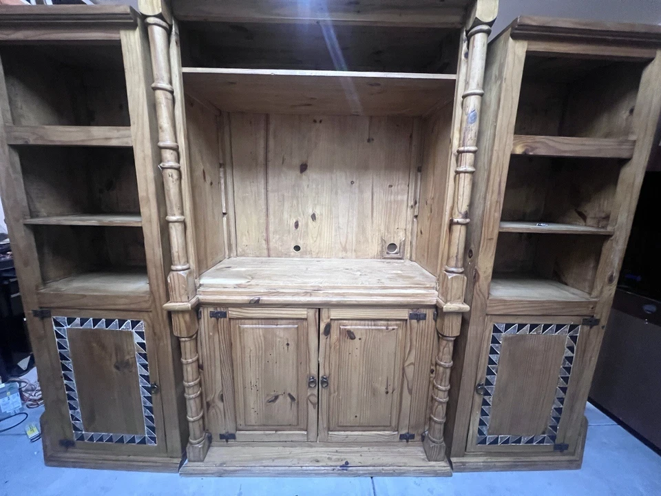 MUST GO! Vintage Tuscany Wood Entertainment Center - Image 1 of 4