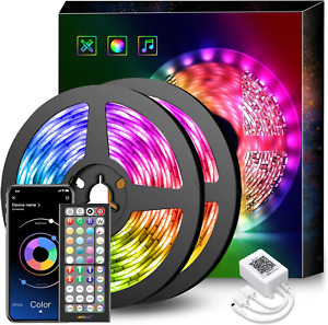Mexllex LED Strip Lights 30M 2X15M Music Sync Color Changing RGB LED Strip Mic,