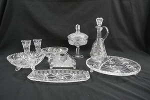 Star Of David Cut Crystal, 9 Pieces, Cake Plate, Decanter, Bowls, Pinwheel - Picture 1 of 19