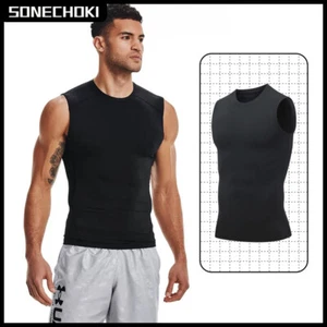 Compression Tank Top Men Gym Shirt Sleeveless Quick Dry Solid Sportswear Male Fi - Picture 1 of 26