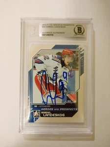 CARTOLINA GABRIEL LANDESKOG FIRMATA 20010/11 ITG HEROES & PROSPECTS CERTIFICATA BECKETT - Foto 1 di 2