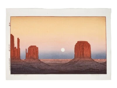 Hiroshi Yoshida Monument Valley : Desert Landscape :  Art Print 1927 - Image 1 of 2