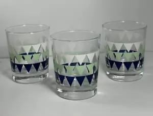 Set of 3 IKEA Geometric Print Glass Rocks Barware Glasses 3.75 in. - Picture 1 of 9