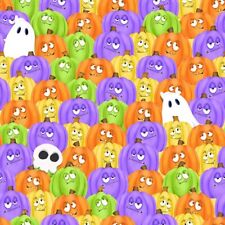 Halloween Glow Ghosts Glow In The Dark Pumpkins Henry Glass Cotton Fabric 2 Yds