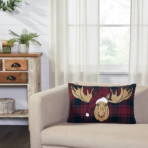 VHC Cumberland Holiday Moose Pillow 14x22 ~ Rustic Christmas - Picture 1 of 6