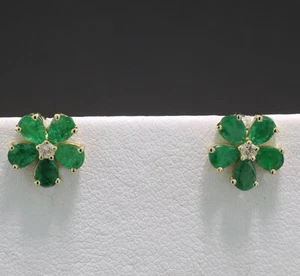 Wert 2.650 Euro Ohrringe Smaragde Brillanten  750er Gelbgold Neu - Picture 1 of 5