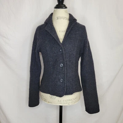 Blazer feminino Carroll Reed preto 100% lã com botões tamanho M - Imagem 1 de 4