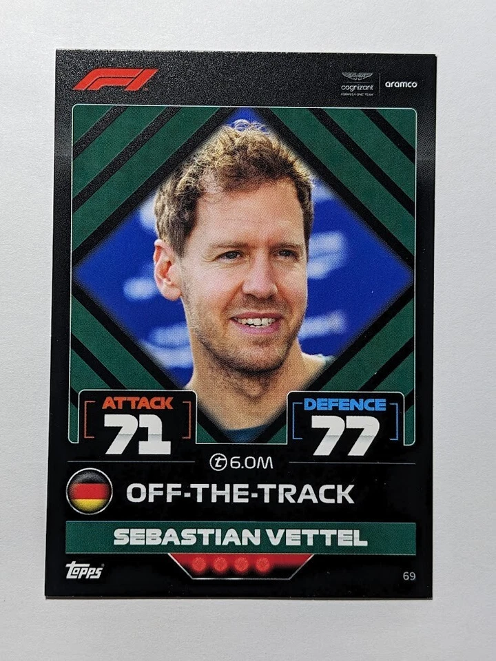 2022 Topps Turbo Attax F1 Formula 1 Off-The-Track Sebastian Vettel #69 - Image 1 of 2