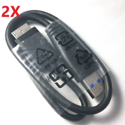 2X USB 3.0 CABLE CORD SEAGATE BACKUP PLUS SLIM PORTABLE EXTERNAL HARD DRIVE HDD - Image 1 of 4