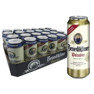 Benediktiner Weissbier 5,4% naturtrüb – 24 x 0,5l Palette Deutsches Dosenbier - Bild 1 von 6