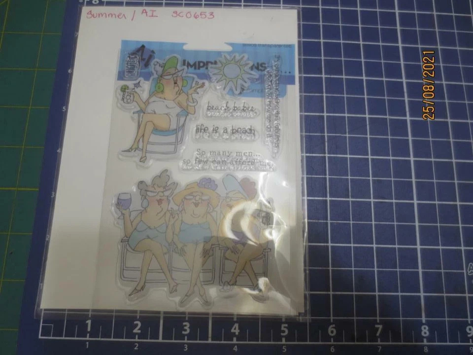 Summer Beach 婴儿透明亚克力邮票套装 Art Impressions SC0653 EEUC — 第 1/1 张图片