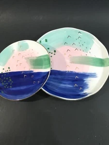 Pier 1 Salat/Beilagenteller (2er Set - je einer 6 1/2" & 8 3/4") OOP Sehr guter Zustand - Bild 1 von 6