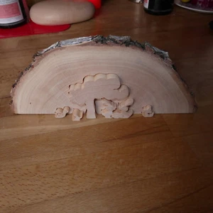 5 Stück Baumscheibe HOLZ Tierwelt Hasen Wald ca. 22x10x2 cm Geschenk Deko NEU - Bild 1 von 6