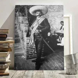 Vintage Mexican General Emiliano Zapata Canvas Poster 12 X 16 - Unframed - Picture 1 of 5