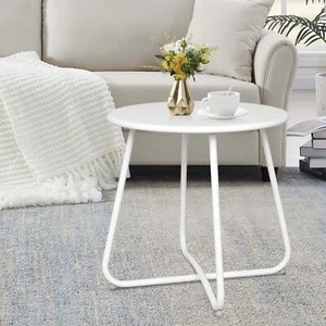 Outdoor Side Tables Small Round Metal End Table Portable Indoor for Patio Yard - Picture 1 of 70