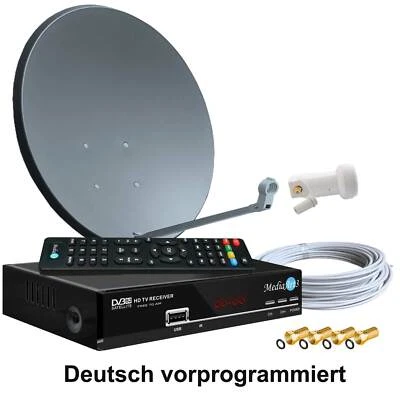 Digitale Satanlage Komplettset 60cm HDTV Sat-Receiver USB LNB Kabel Sat Anlage - Bild 1 von 4