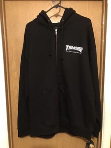 Thrasher Logo Zip Up Hoodie Black - Size XL Brand New With Tags - Picture 1 of 2