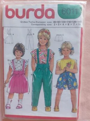 Burda 6011 Child's/Toddler's Jumper, Jumpsuit & Shorts Pattern Size 2-10 - Image 1 of 2