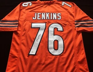Camiseta naranja autografiada firmada por Teven Jenkins Beckett certificado de autenticidad Chicago Bears OL - Imagen 1 de 3