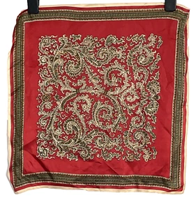 Vintage red Paisley scarf made in Italy 17 inches square - Picture 1 of 5