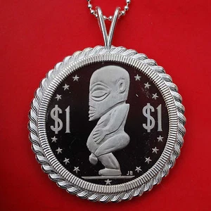 1973 Cook Islands 1 $ PP Münze Sterlingsilber Halskette - Gott der Schöpfung - Bild 1 von 7