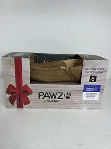New! Pawz by Bearpaw Men's Brown Suede Caleb Hickory Color- Slippers Size 8 - Picture 1 of 3