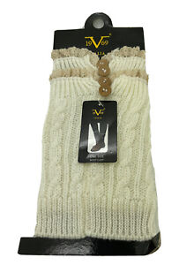 19V69 Italia Boot Cuff Ivory Knit with Lace Trim SIZE 9-11